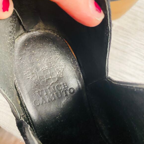 Vince Camuto Norva Black Suede Ankle Booties Block Heel Back Zip Size 7 - Picture 9 of 10